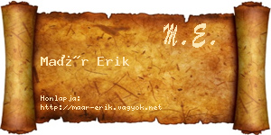Maár Erik névjegykártya